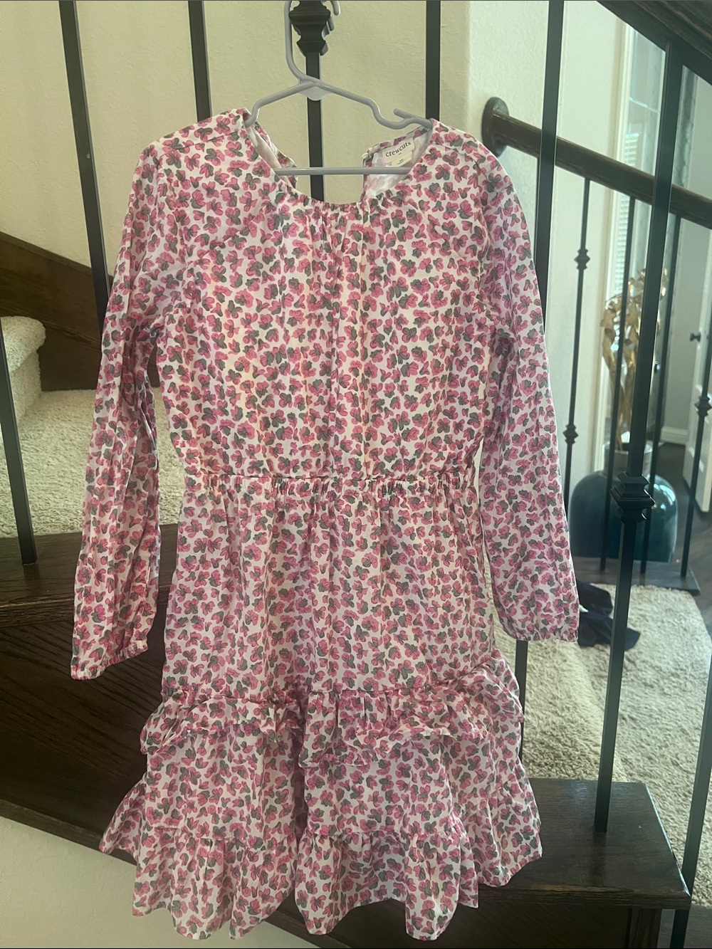 Crewcuts Pink Floral Long-Sleeve Ruffle Dress